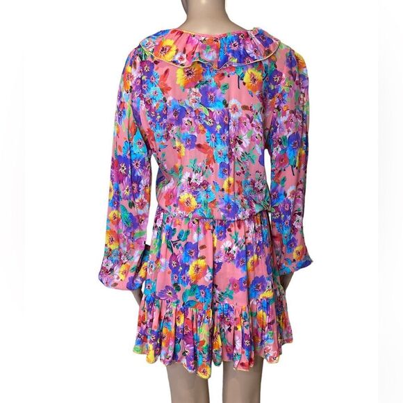 NWT Luli Fama Ruffled DeepV Frill Hem Dress size Medium - Picture 5 of 5